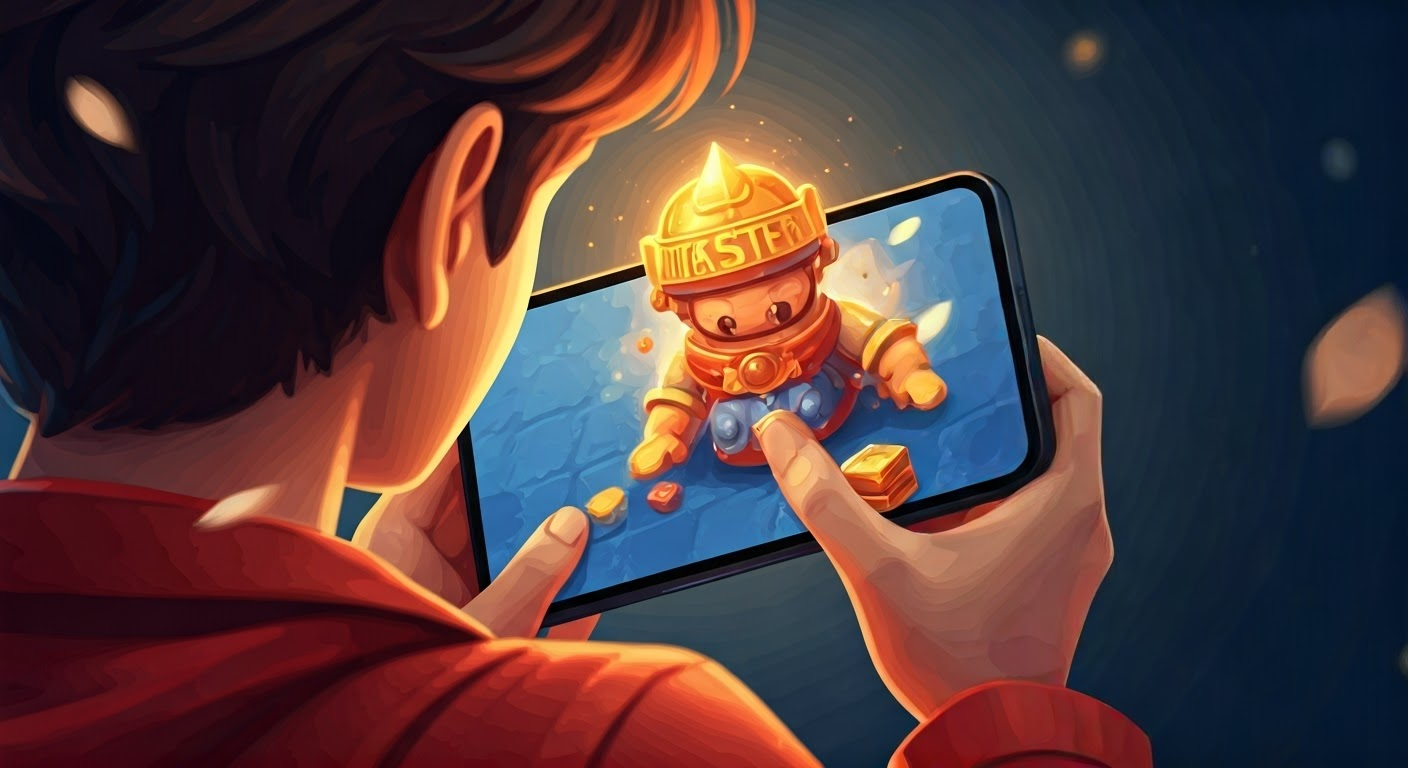 Gamer playing Coin Master on mobile device.